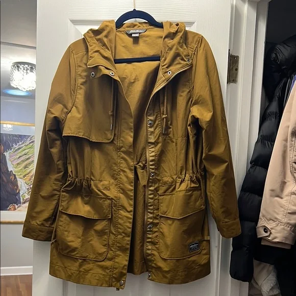 Women's Petite Hooded Rain Jacket: Eddie Bauer Trekker Trench - Picture 2 of 3